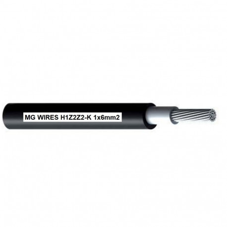 Photovoltaic cable // MG Wires // 1x6mm2, 0,6/1kV black H1Z2Z2-K-6mm2 BK, spool 500m