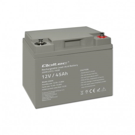 Qoltec Akumulator AGM  | 12V | 45Ah | max 540A