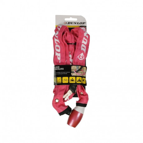 Dunlop - Zapięcie rowerowe na zamek łańcuch 120cm (Czerwony)
