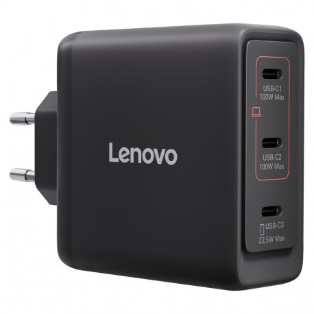 Lenovo mitmeportiline USB-C laadija 100W GaN kaasas USB-C kaabel 1,8m, must