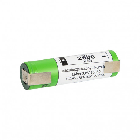 Sony/Murata akud 18650 85-598# li-ion 2600mAh 3,6V plekkidega 2 tk karbiga