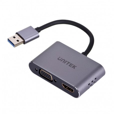 UNITEK adapter USB-A - HDMI & VGA, FULL HD, M/F