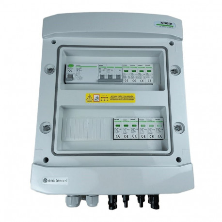 Switchgear attached DCAC hermetic IP65 EMITTER with Noark 1000V type 2 DC surge arrester, 2 x PV str