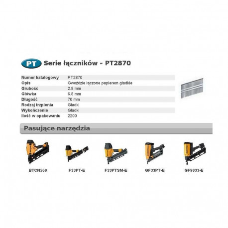 BOSTITCH Nails PT 33` 2.8 x 70mm 2200 pcs.