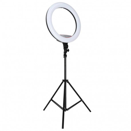 RGB LED-rõngaslamp selfide ja videote tegemiseks, koos statiivi ja kaugjuhtimispuldiga, 45 cm