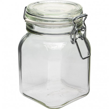 Browin Glass Jar 610075, 750ml, airtight, square, with clip