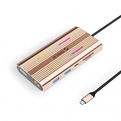 Orico XDR 12in1 RGB USB-C Docking Station USB-A USB-C 2x HDMI 4K 60 Hz DisplayPort 4K 60 Hz RJ45 Gig