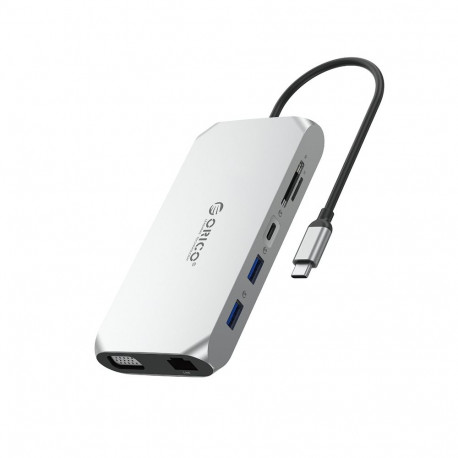Orico XCR 12in1 USB-C Docking Station 2x USB-A 3.1 1x USB-A 2.0 1x USB-C PD 100W 1x USB-C 3.1 2x HDM