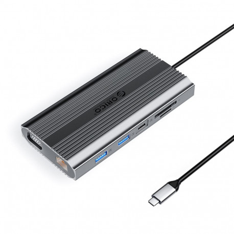 Orico XDR 12in1 USB-C Docking Station USB-A USB-C HDMI 4K VGA RJ45 Gigabit PD 100W SD and microSD Ca