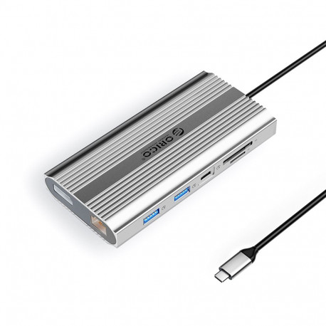 Orico XDR 12in1 USB-C Docking Station USB-A USB-C 2x HDMI 4K 60Hz DisplayPort 4K 60Hz RJ45 Gigabit P