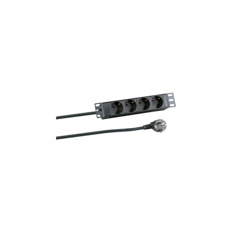 10" pistikuriba 1HE 4xCEE 7/3 ilma lülitita alumiinium, must