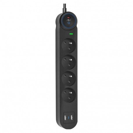 Extension cord 4 sockets + 2 x USB A + USB C Art FU815 3 m black