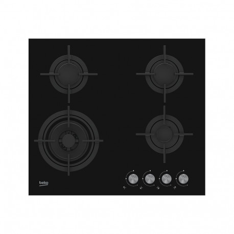 Home & Kitchen Appliances - BEKO HILW64222S 60 cm Built-In Gas Hob With Four Cooking Zones, Black Gl