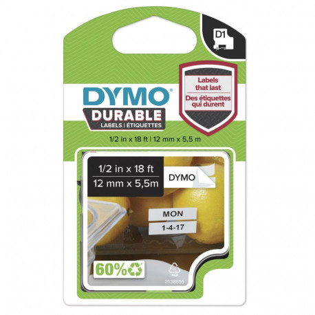 DYMO D1 Durable 12 mm x 5,5 M, Black on White 1978364