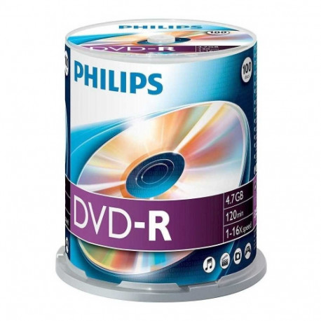 Philips DVD-R 4.7GB x16 Cake Box 100