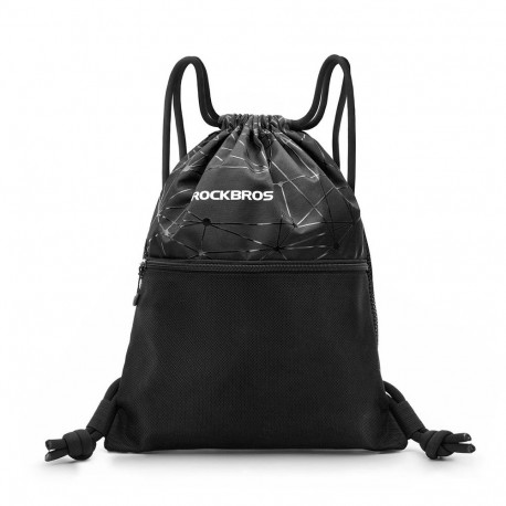 Rockbros D49-2 sports backpack bag with drawstring, zipper pocket and ventilated back 9 l - black