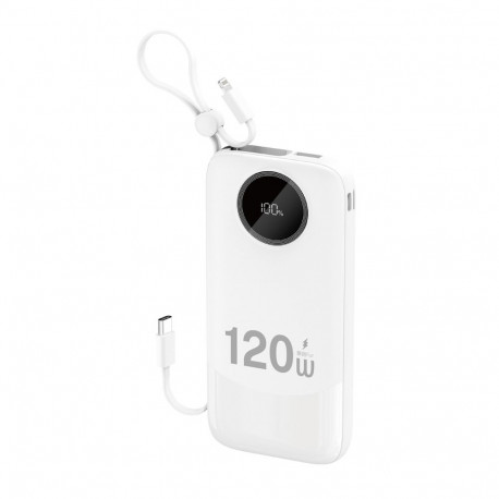 Dudao K13 10000mAh Powerbank with Built-in Cable - White