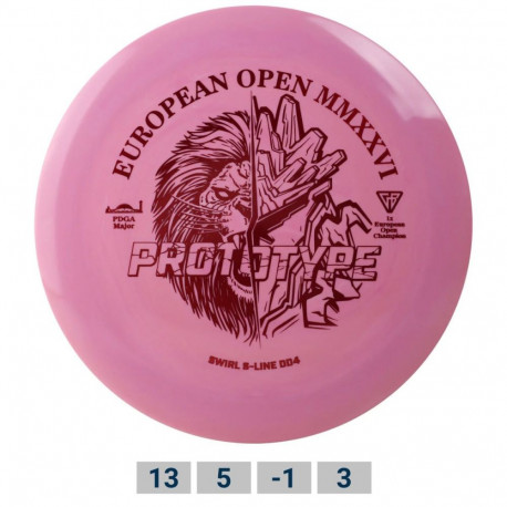 Discgolf DISCMANIA Distance Driver S-LINE SWIRL DD4 European Open 2026 Fundraiser Red/White 13/5/-1/