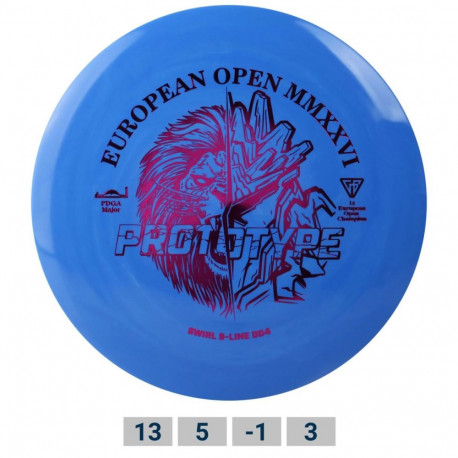 Discgolf DISCMANIA Distance Driver S-LINE SWIRL DD4 European Open 2026 Fundraiser Blue/White 13/5/-1