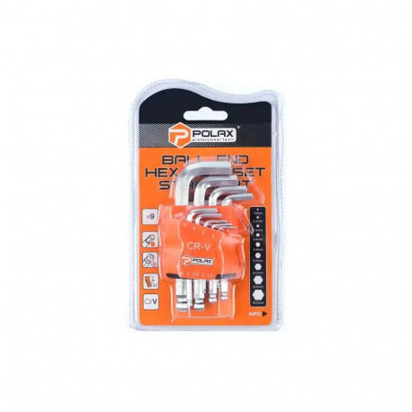 Set of ball end hex keys, 9 items, 1.5-10 mm, Cr-V