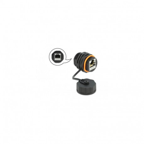 DeLOCK Cable Connector RJ45 jack to RJ45 jack Cat.6A with protective cap waterproof
