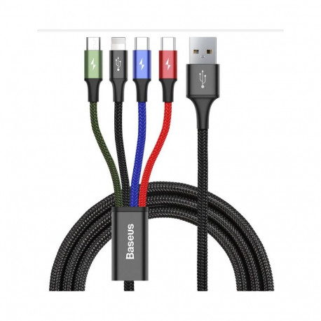 Baseus - Baseus CA1T4-B01 Fast 4in1 Cable Lightning, 2x USB-C, MicroUSB 3.5A 1.2m Black