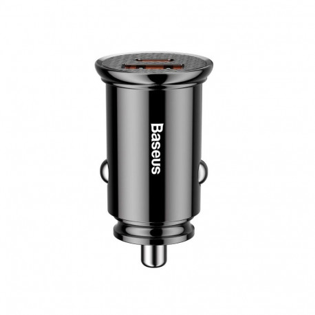 Baseus - Baseus CCALL-YS01 Circular Car Charger USB+USB-C 30W Black