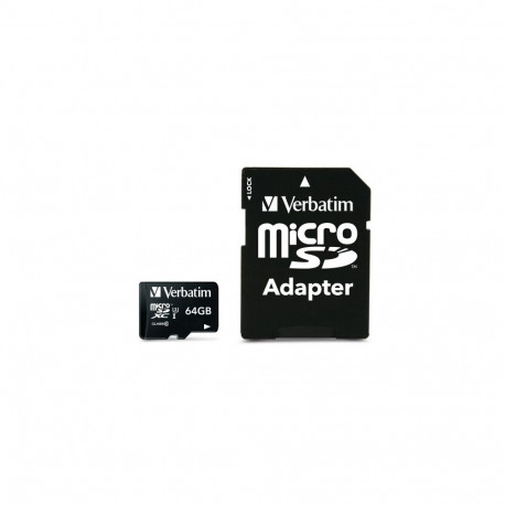 Verbatim 47042 Pro U3 Micro SDXC Memory Card 64GB + microSD to SD Adapter