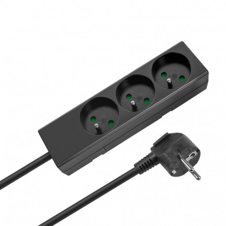 Rebel pikendusjuhe 3-pesaline 3m prantsuse tüüpi ilma lülitita (3x1,5mm), must