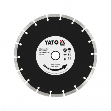 Yato Diamantlõikeketas 230 mm YT-6005, 8 mm, 22.2 mm, 2.7 mm, 6500 min⁻¹, kõva betoon, tellis, grani