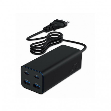 Universal charger 100W GaN 2xUSB-A 2xUSB-C fast charger black