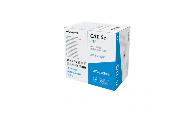 LANBERG LAN CABLE UTP CAT.5E 305M SOLID CU LSZH GREY CPR + FLUKE PASSED