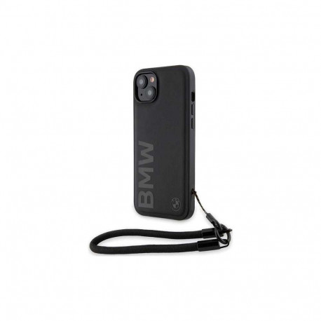 BMW Signature Leather Wordmark Cord iPhone 15/ 14/ 13 Black