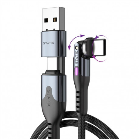 STATIK PowerPivot Pro Nylon Braided Cabel, USB-C to USB-C, 2m, Balck