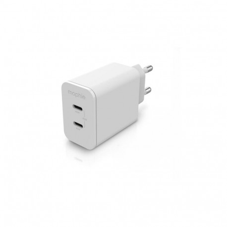 mophie Wall Adapter USB-C PD DUAL 45W GAN EU(2xUSBC) White