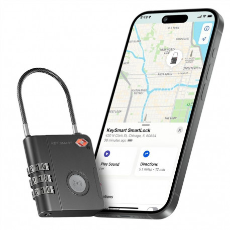 KEYSMART SmartLock; TSA Approved Find My Lock, Black