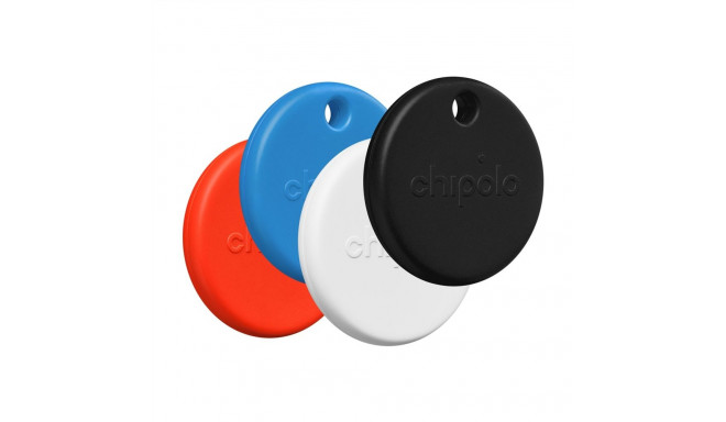 Chipolo POP – Bluetooth Tracker with Replaceable Battery for iOS & Android, 4pack -Black, White, Red