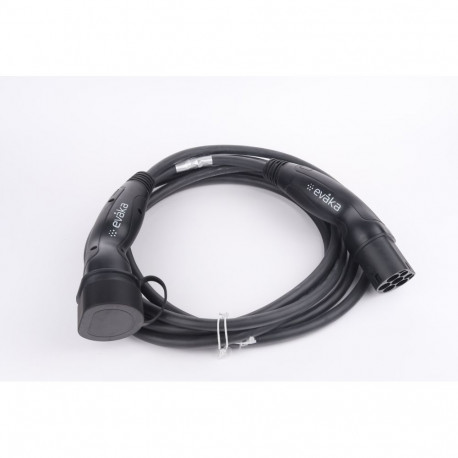 Evaka EV Charging Cable Type 2-Type 2, 22 kW, 32 A, 5 x 6 mm2, 1 x 0.5 mm2, 7 m | ITGAM3872 | Black
