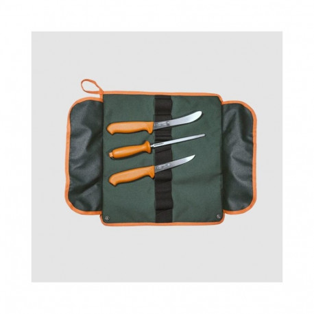 Hunting knife set 3pcs. Butcher and skinning knife + sharpener