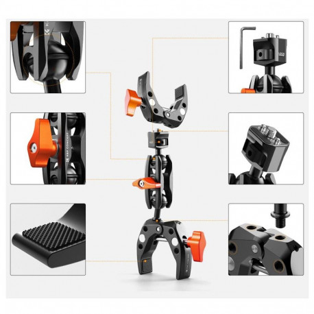 Camera Mount - K&F Concept MS25 Magic Arm With Dual Clamps, 60mm Opening, Aluminum
