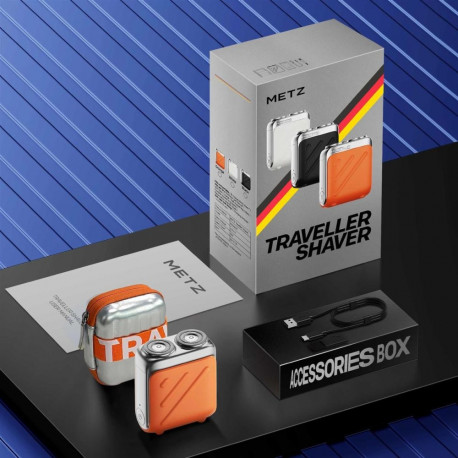 Electric Shaver - Metz Traveller Shaver, 18 Blades, 9,000 RPM, Waterproof, White