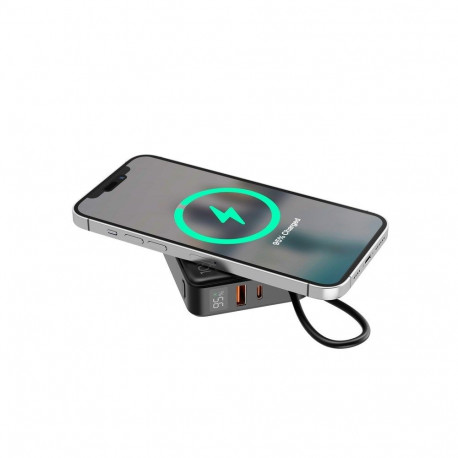 Power Bank - Gembird PB10-WPC15-LCD-01 10,000 mAh, 20W, Wireless Charging Black