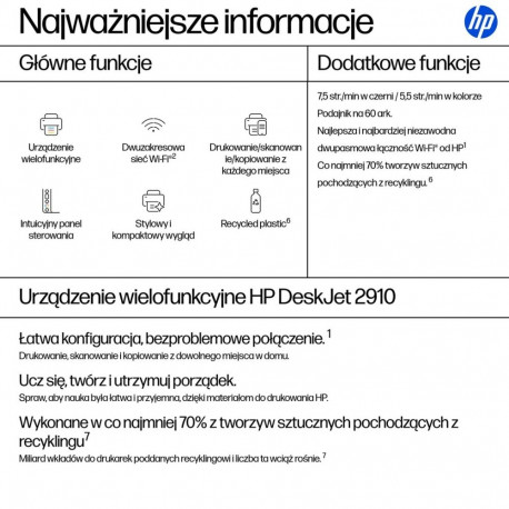 HP juhtmevaba mitmefunktsiooniline printer DeskJet 2910 Instant Ink, värviline