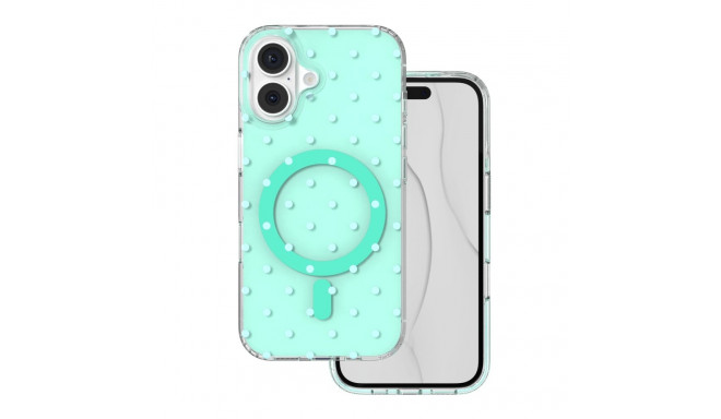 Bubble Dots Mag case for iphone 16 6,1" green