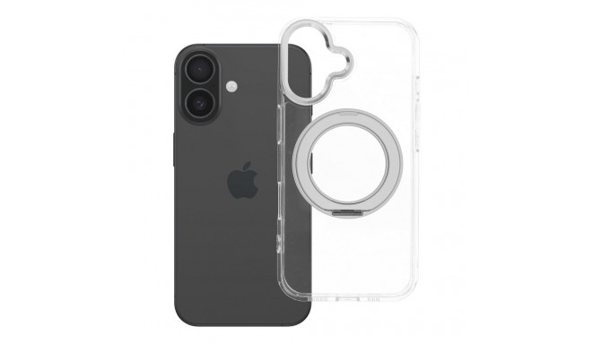 Case for iPhone 16 Frame Circle Stand compatible with MagSafe transparent