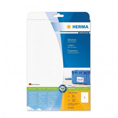 HERMA etiketid Premium A4 210x297mm paber 25tk, valge