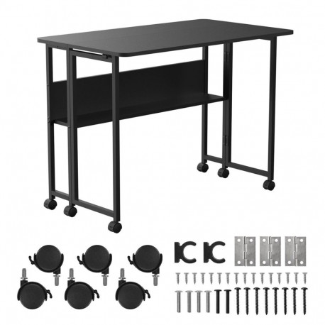 Maclean kokkupandav kirjutuslaud MC-126 B ratastel 100x58cm max.50kg, must