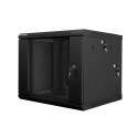 RACK CABINET 19" DOUBLE-SECTION WALL-MOUNT 9U/600X600 (FLAT PACK) BLACK LANBERG