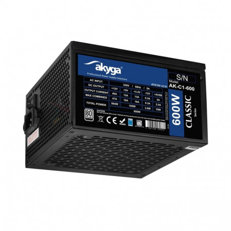 Akyga toiteplokk AK-C1-600 600W 24-pin ATX, must
