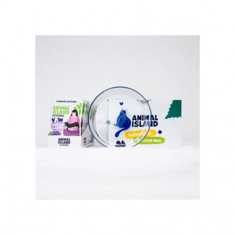 ANIMAL ISLAND Everyday Chicken with lamb in broth Box - wet cat food - 12x85g + free plate